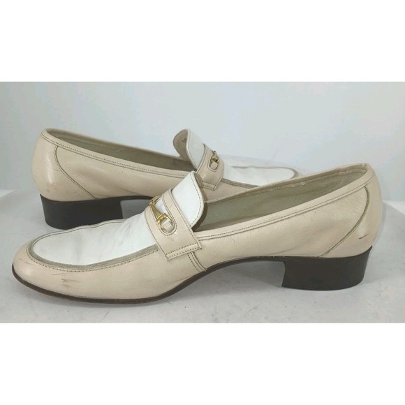 Bally James Men Vintage Loafers 10.5 N Horsebit Beige White Leather Spectator C3 main image 6
